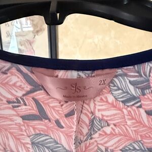 Floral Pink and Blue Blouse